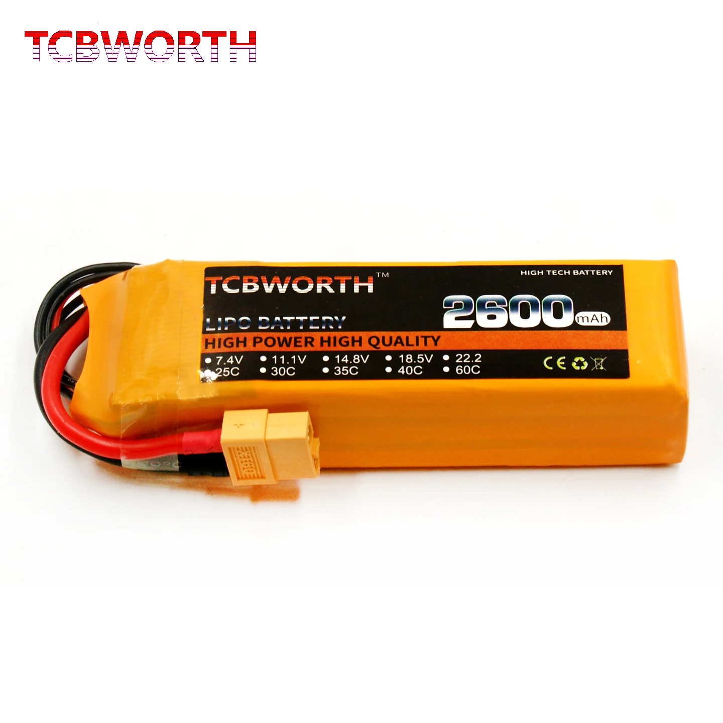 

TCBWORTH 4S 14.8V 2600mAh 25C 35C 60C RC Toys LiPo Battery For RC Airplane Helicopter Quadrotor Drone Car Boat 4S LiPo