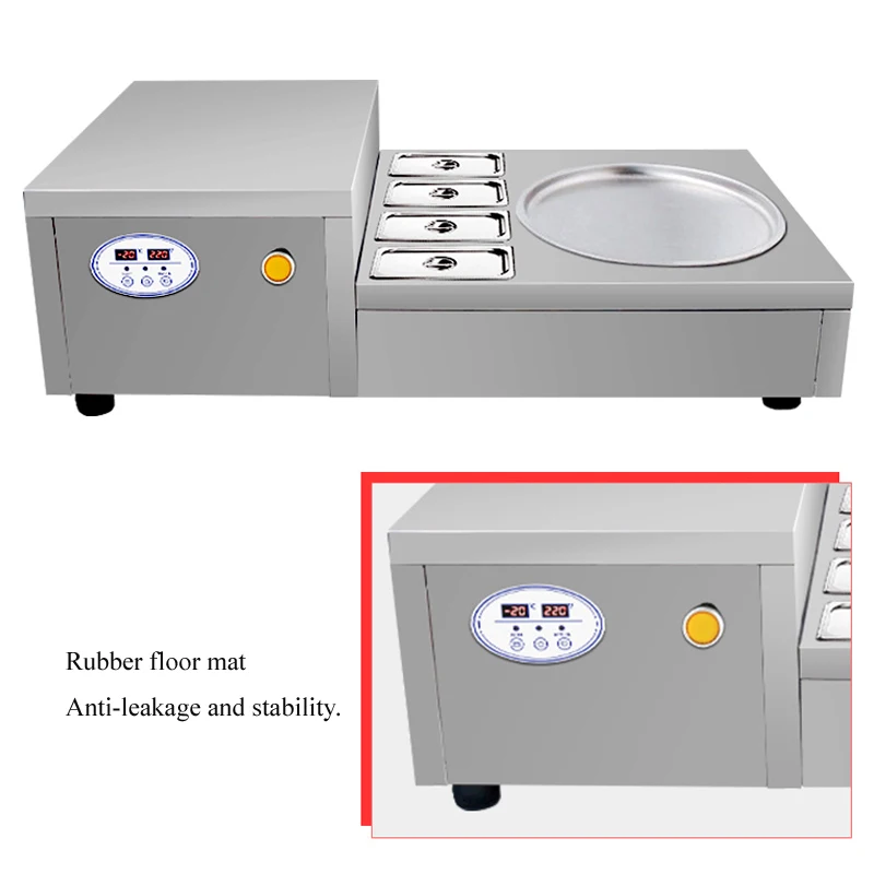 

High Quality Stainless Steel Ice Cream Roll Machine Durable Fried Ice Cream Machine 220V 110V