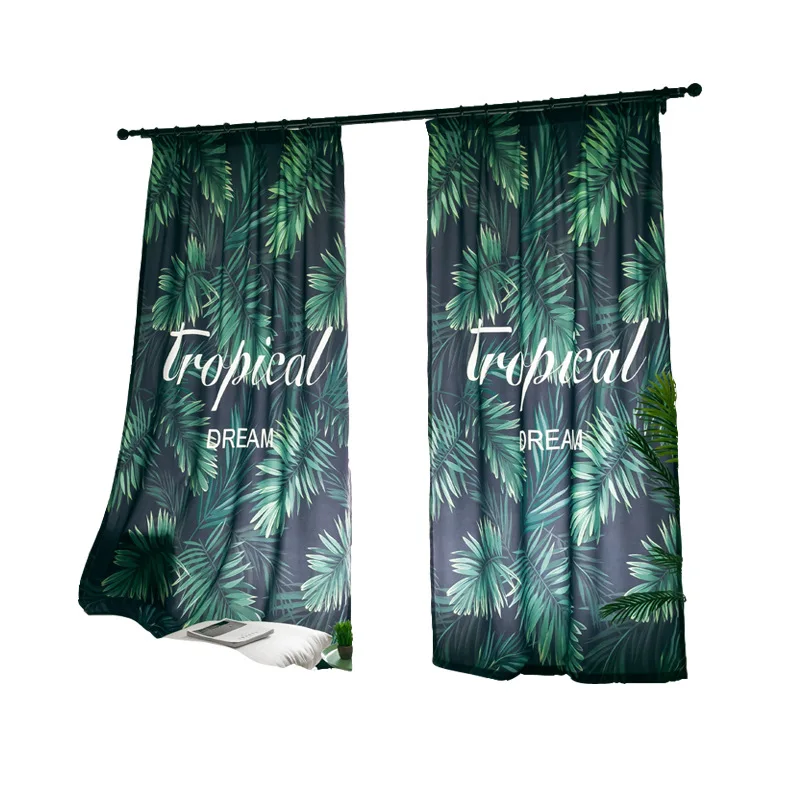 2019 завод папоротник лист Фламинго волна шторы гостиная полу затенение