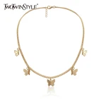 Женское Ожерелье-бабочка TWOTWINSTYLE, Золотистое Ожерелье из металлического сплава, аксессуар для вечеринки, 2021