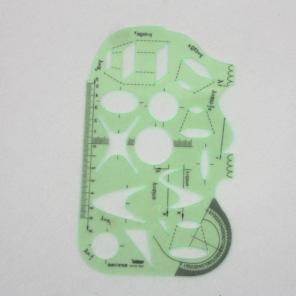 

6pcs Geometric Rulers Accurate Drawings Templates Measuring Clear Green Rulers School Office Supplies Convenient To Receive