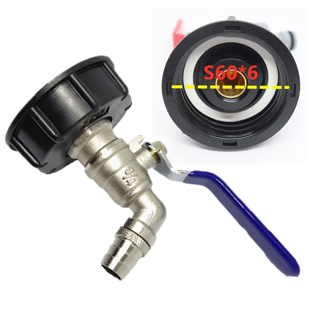 

IBC Adapter S60*6, 3/4 Inch Garden Faucet Replacement Connector Fitting Valve Anti-corrosion IBC Ton Barrel Faucet Connectors