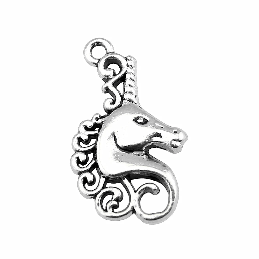 

WYSIWYG 10pcs 26x15mm Lucky Horn Horse Charms For Jewelry Making DIY Jewelry Findings Antique Silver Color Antique Bronze Color