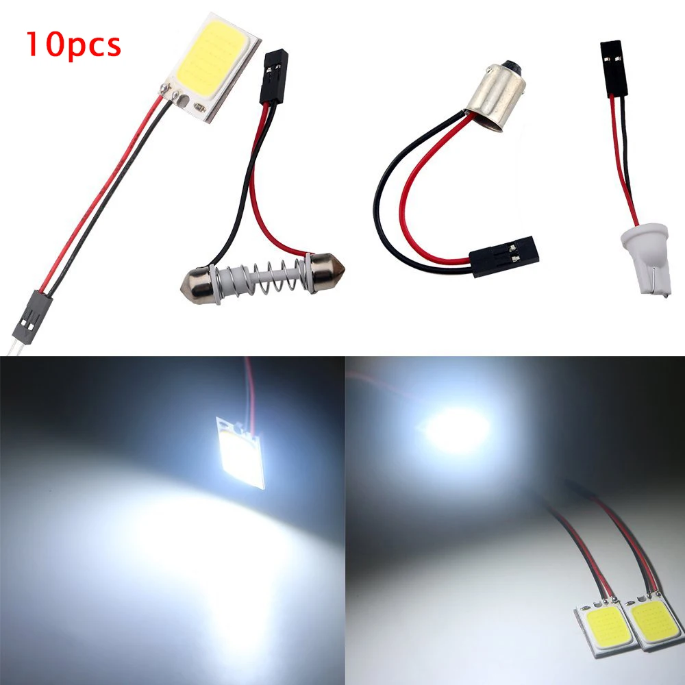 

10pcs Car Dome Reading Light Lamp Interior Lights COB 18SMD 12V 4W Led Car Roof Light T10 BA9S Festoon Auto Celling Panel Lamp