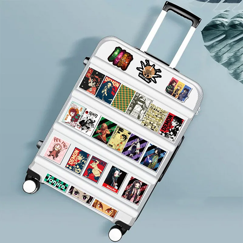 

100pcs Pack Anime Demon Slayer Kimetsu No Yaiba Stickers Waterproof PVC Luggage Guitar Motorcycle Skateboard Cool Sticker Toys