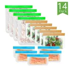 14 шт.компл. силиконовая сумка PEVA силиконовый Еда сумка для хранения Контейнер Герметичный многоразовый мешок для хранения пакеты для сохранения свежести продуктов Еда сумка для хранения