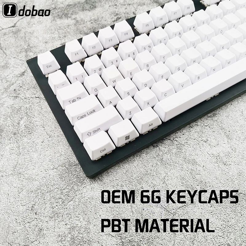 Idobao OEM профиль совместим 6g Pbt Keycaps белая боковая надпись лазерная резьба для