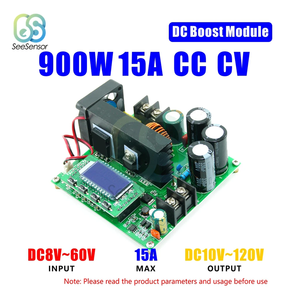 

BST900W 8-60V to 10-120V DC Boost Converter High Precise LED LCD Control Step Up Power Module Voltage Transformer Regulator