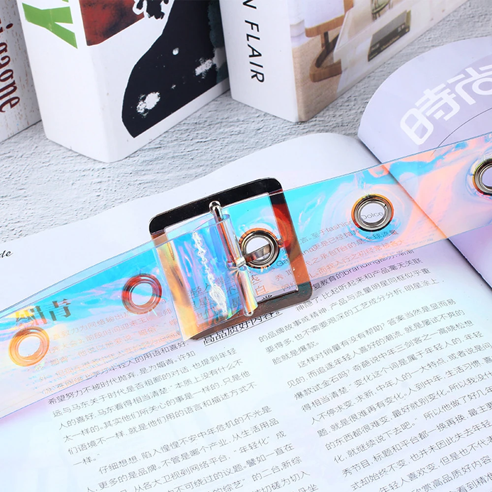 1 шт. Прозрачные лазерные металлические женские пояса голографическая панк