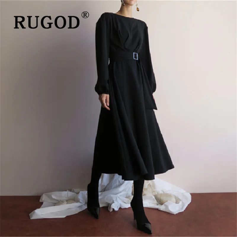 Женское облегающее платье RUGOD однотонное свободное во французском стиле с