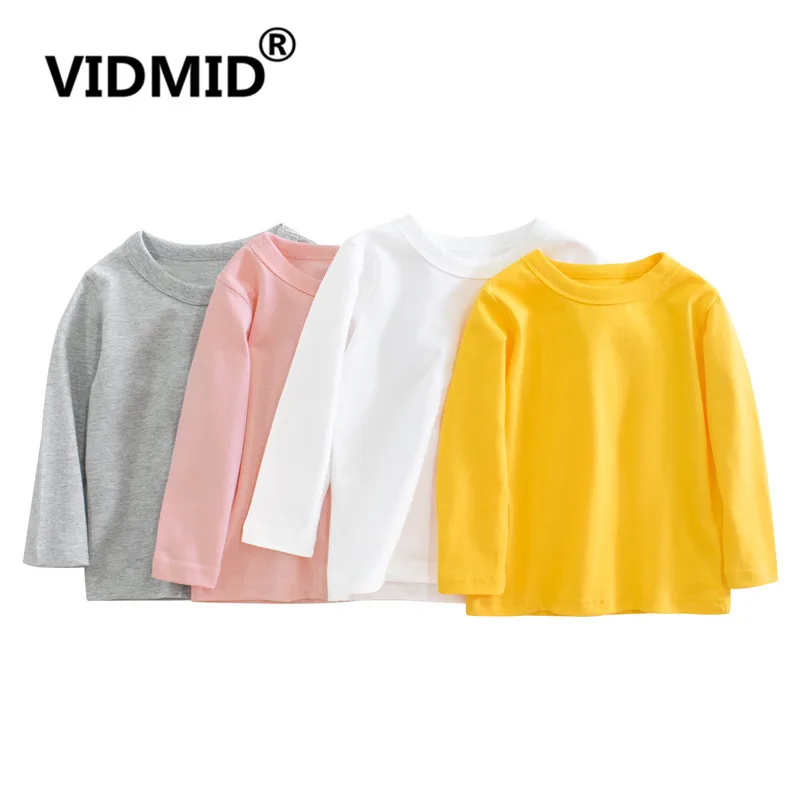 

Детские хлопковые футболки VIDMID для мальчиков и девочек, милые Мультяшные Футболки с длинным рукавом, топы, осенне-зимние свитшоты для детей,...