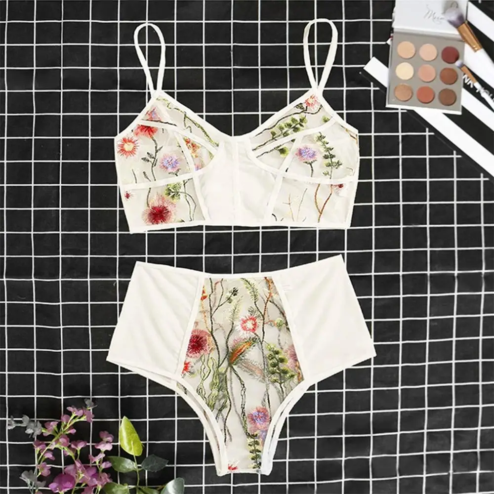 Lingerie Women Summer Sleepwear Sexy Lace Floral Embroidery Patchwork V-NeckCamisole Pajamas Set Pijama Lenceria Dropshipping # | Женская