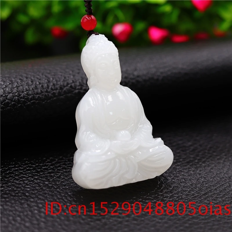 Ожерелье с подвеской в виде буддистского белого нефрита Женские китайские