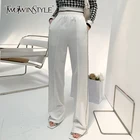 TWOTWINSTYLE белые повседневные штаны с бриллиантами для женщин с высокой талией, Однотонные эластичные минималистичные брюки для женщин, модная летняя одежда 2022
