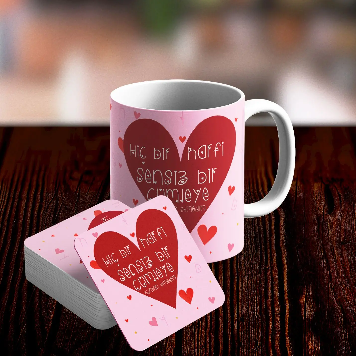 

Romantic Design Mug and Underlay Set-No4