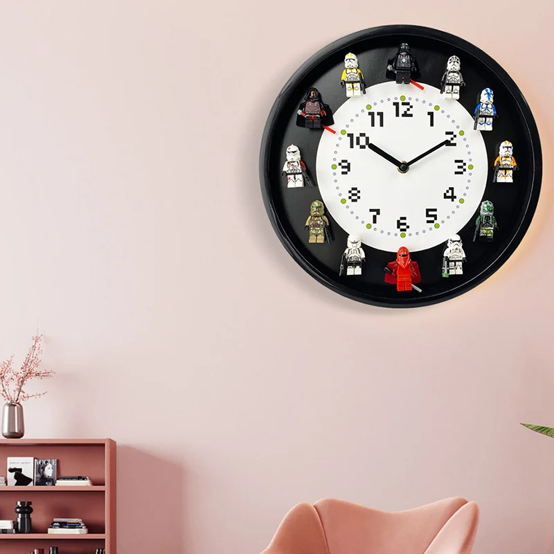 Reloj de pared de mu&ntilde;eca estrellada con bloques de construcci&oacute;n 3D, movimiento silencioso para dormitorio de ni&ntilde;os, gran personalidad creativa, adornos de reloj de pared-1