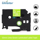 Лента для этикеток Unistar TZe-MQG35, 12 мм, белая на зеленом фоне, для принтера этикеток PT-D210, PT-P750, PT-1890, PT-h110