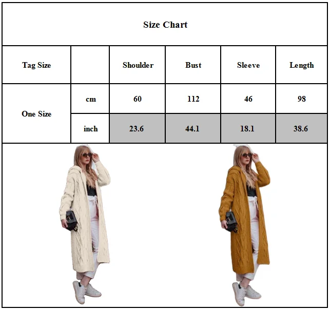 

Women Long Sleeve Plain Knitted Cardigan Hooded Laides Knitwear Outerwear Tops