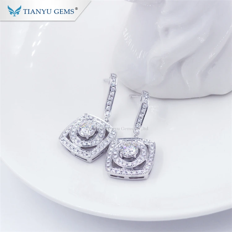 Tianyu драгоценные камни чистое 10k белое золото moissanite алмазные серьги для