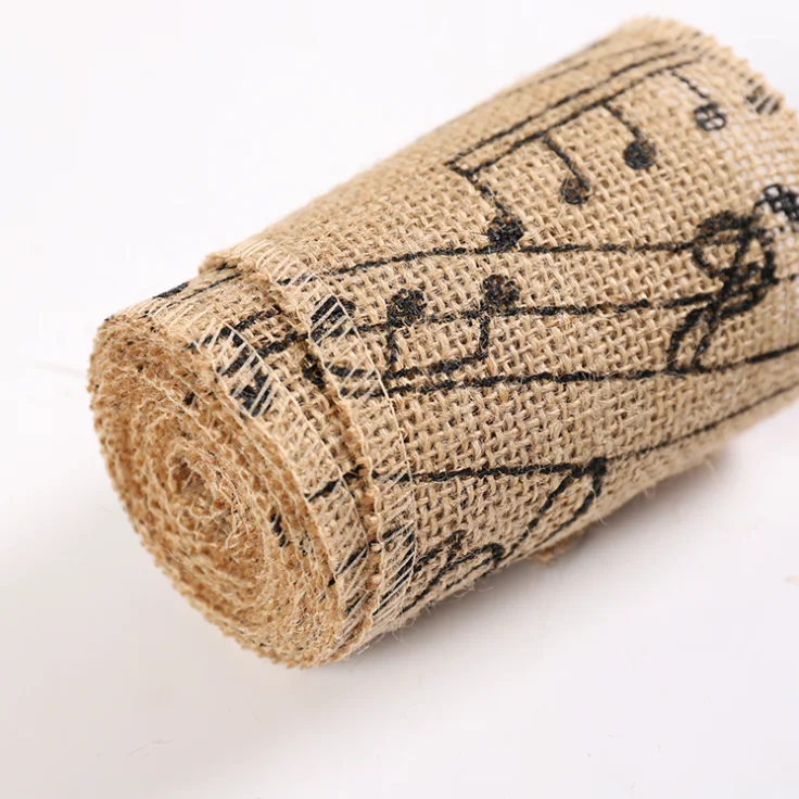 Натуральная джутовая широкая лента в деревенском стиле|music notes ribbon|wide ribbonribbon wedding |