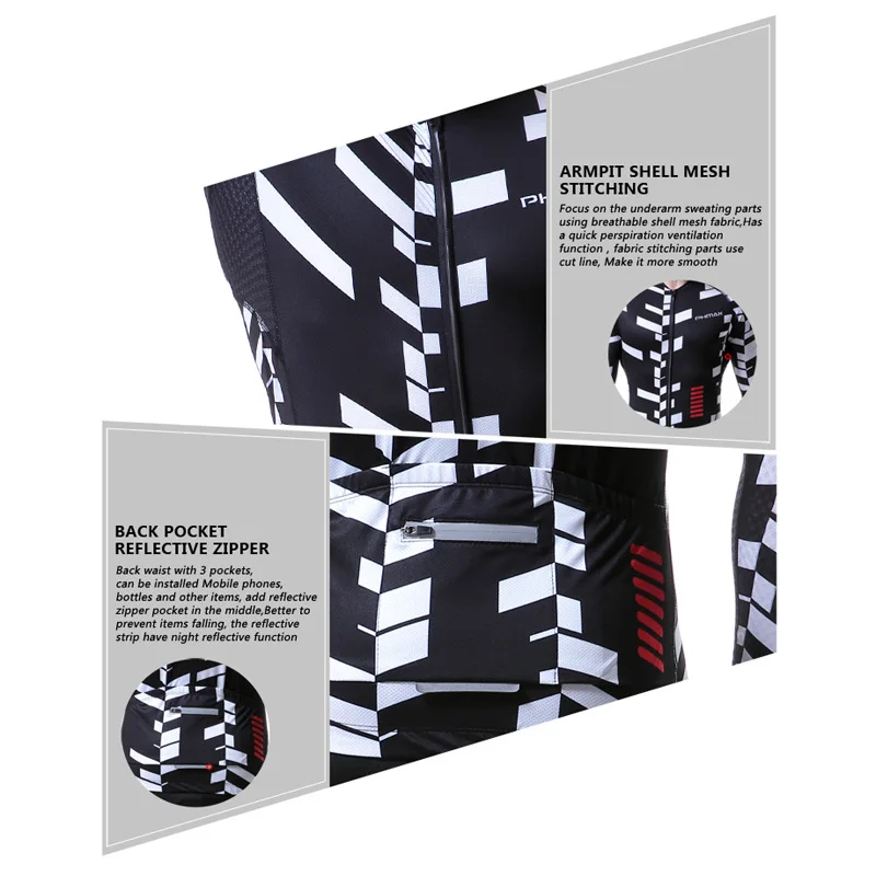 PHMAX Мужская велосипедная майка с длинным рукавом дышащая одежда быстросохнущая