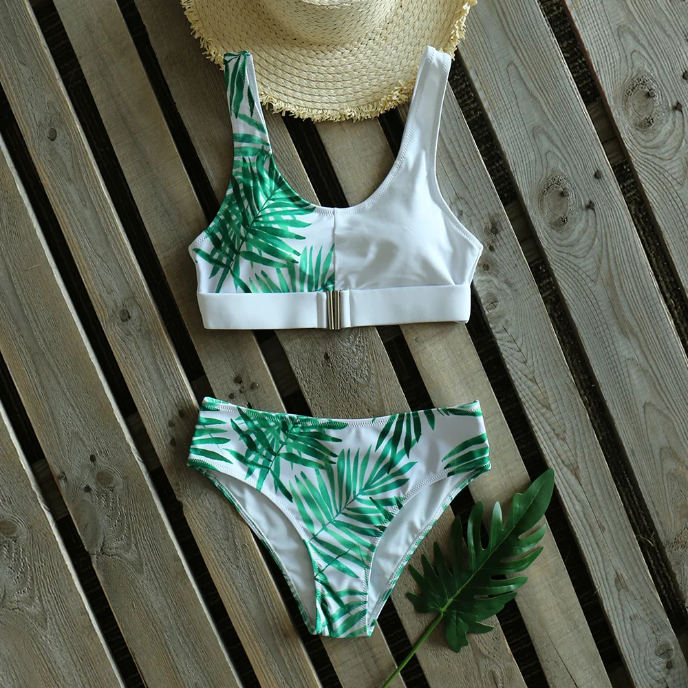Пикантные однотонные и с рисунком бикини набор 2020 Новый Высокая Талия Плавание