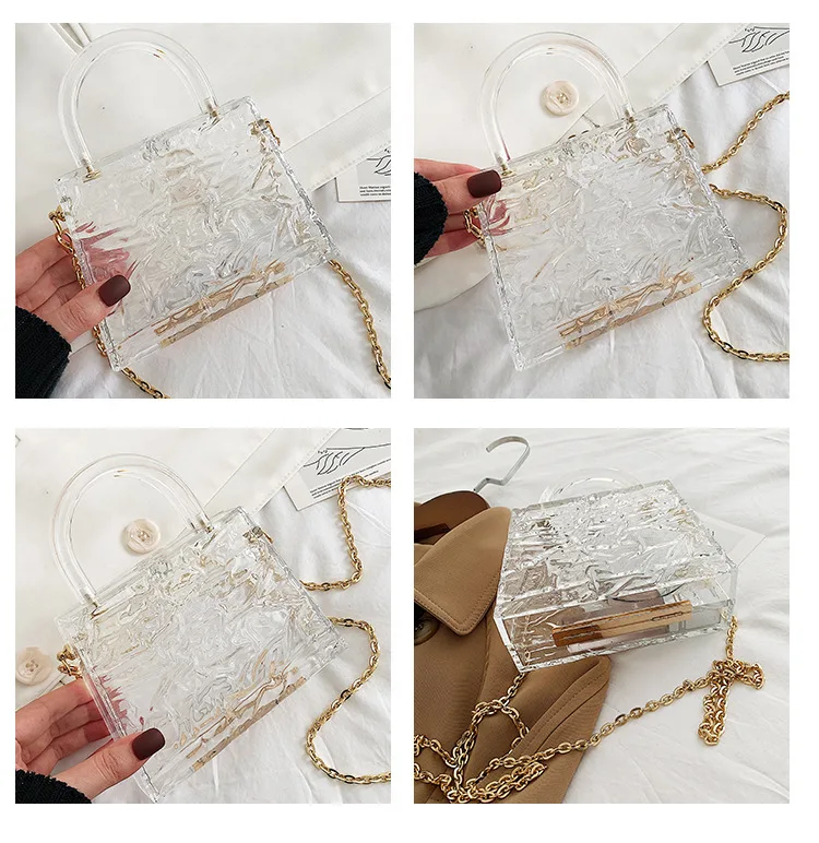 

High quality Trapezoidal Acrylic Transparent Handbag for Women Chain Shoulder Bag Crossbody Bag Female Clutch Bag Evening Bag