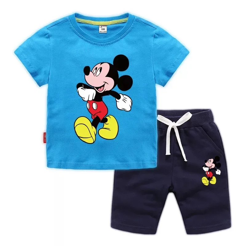 Disney Mickey Mouse/комплект одежды для маленьких мальчиков футболка девочек топы + штаны