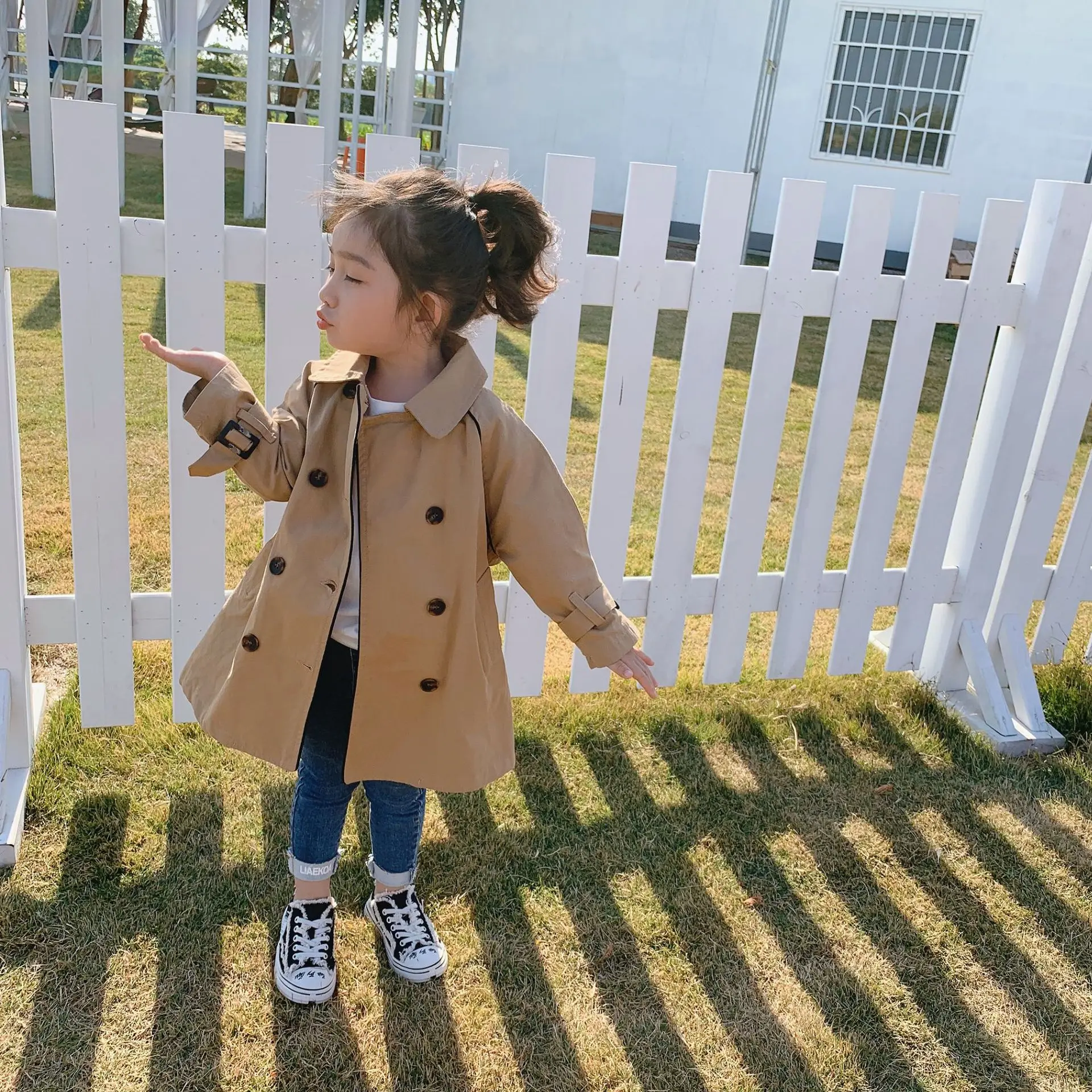 Новое поступление весеннее хлопковое пальто в Корейском стиле однотонное модное