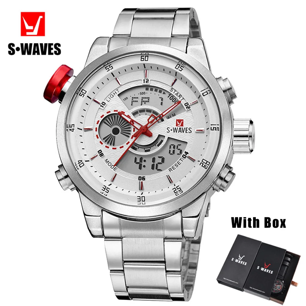 Мужские наручные часы Swaves водонепроницаемые из нержавеющей стали с двойным