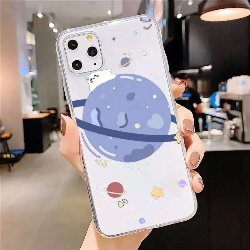 

Cute Cartoon Astronaut Planet Phone Case Transparent soft For iphone 5 5s 5c se 6 6s 7 8 11 12 plus mini x xs xr pro max
