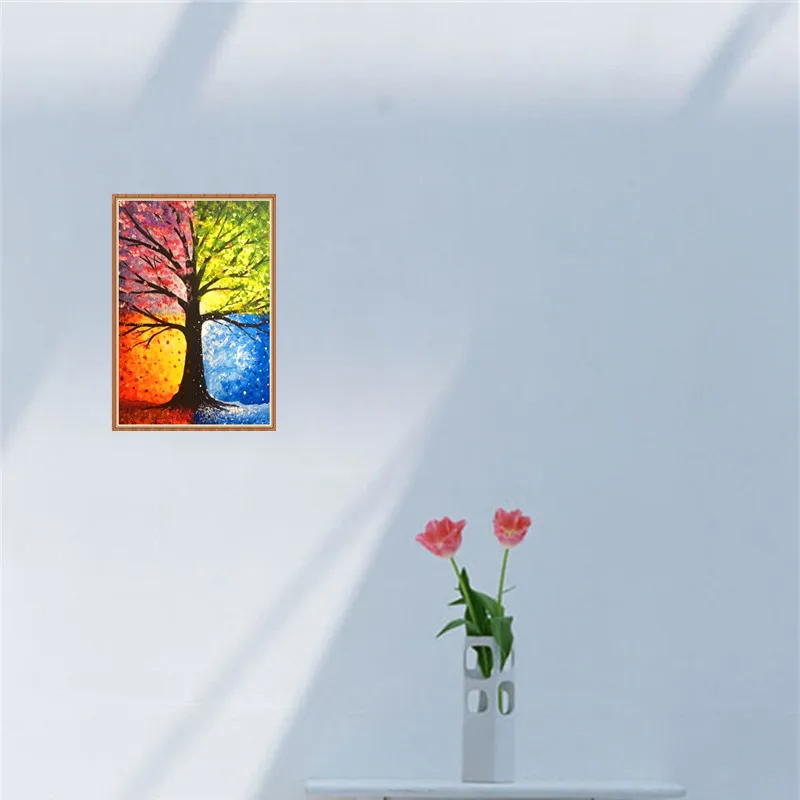 5D DIY Полный алмаз искусство цветное дерево шаблон вышивка крестиком бриллиант