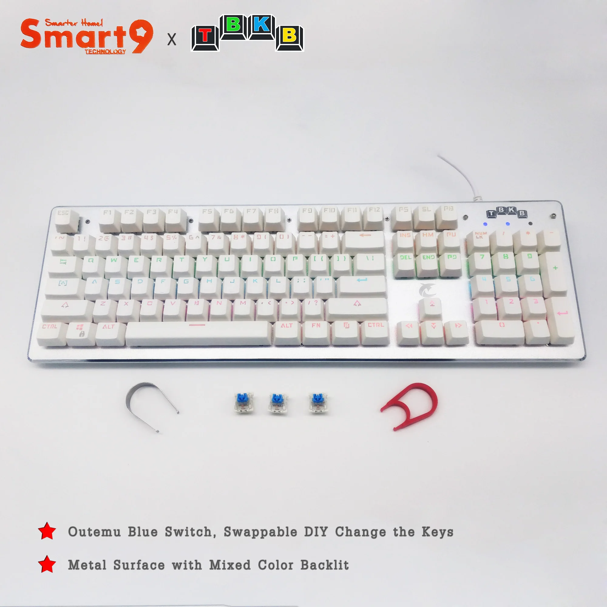 Клавиатура Механическая белая Smart9 x TBKB с клавишами горячей замены 104