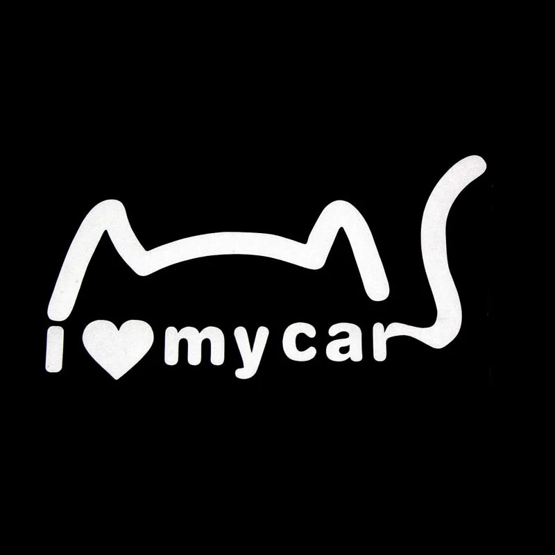 

Футболки с надписью «I LOVE MY автомобиля личность кошка наклейка Стикеры s сзади автомобиля Стикеры s черный, белый цвет наклейка на окно, бампе...