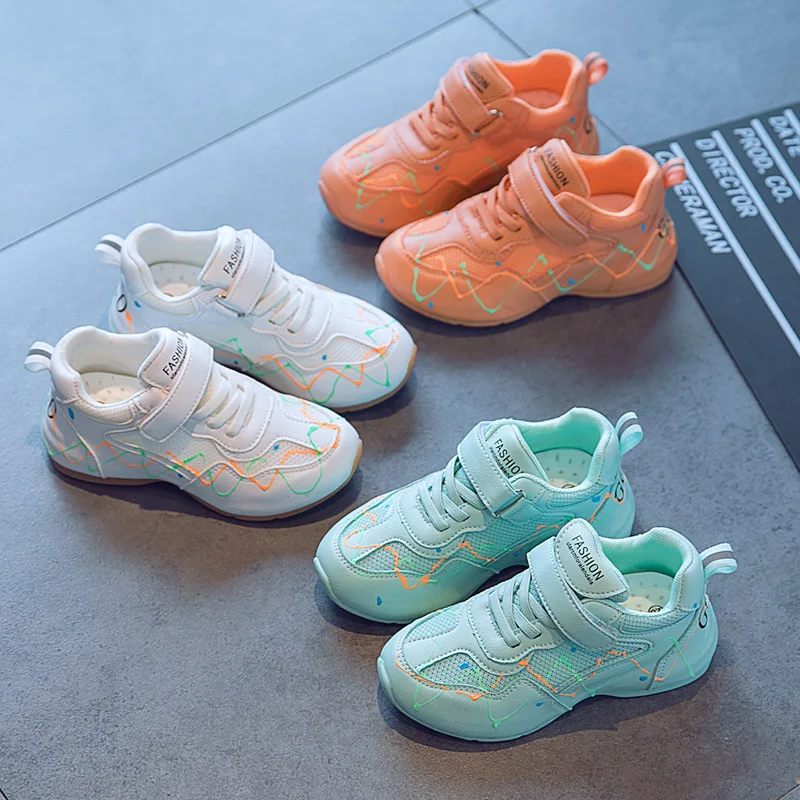 

2021 Autumn New Fashion Children Shoes For Boys Girls Sneakers Shoes Anti-Slippery Breathable Soft Sports Shoes For Students Hot