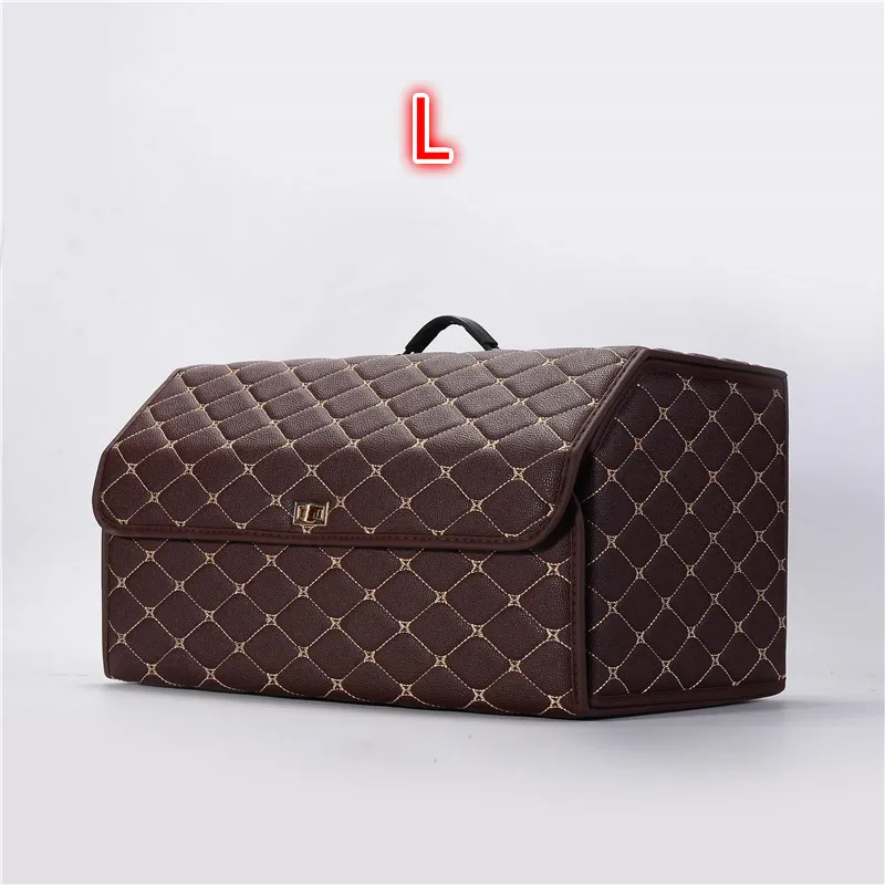 Brown L Коробка для хранения БАГАЖНИКА АВТОМОБИЛЯ, органайзер для багажа, украшение для салона автомобиля, кожаная универсальная модель, автомобильные аксессуары Herm - Название цвета: Brown L