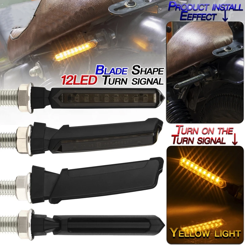 12 LED Moto Light 12V Blade Shape Waterproof Signals Lamp Motorcycle Turn Signal M10 Bolt Universal High Quality Accessories |