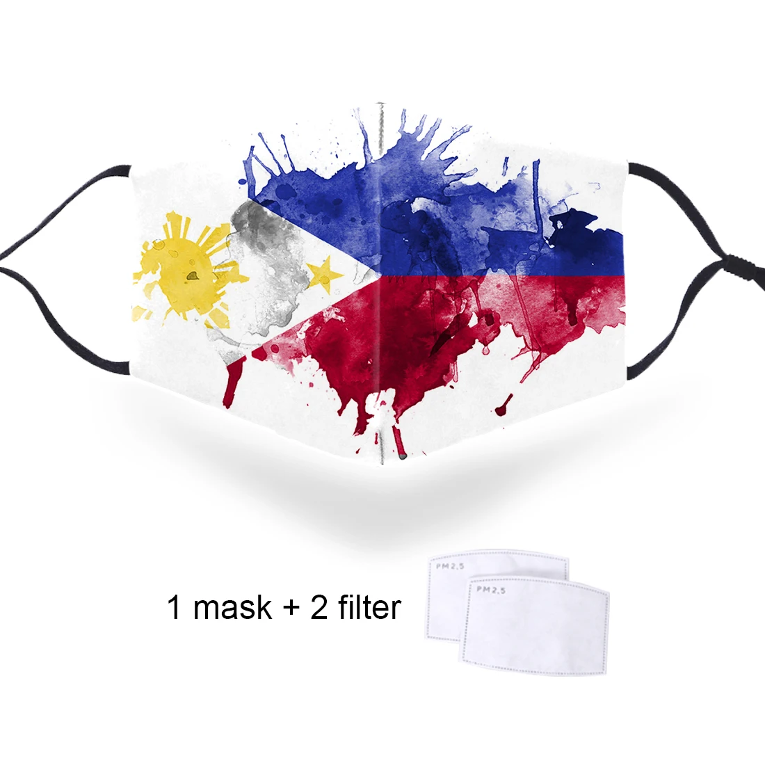 

National Flag 3D Print Mask Reusable Dust Face Mask PM2.5 Filter Protection Mask Washable Unisex Windproof Warm Mouth Muffle