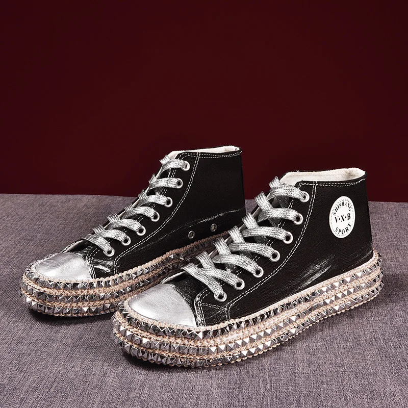 Rimocy/пикантные леопардовые высокие кроссовки Модные женские плоские заклепки