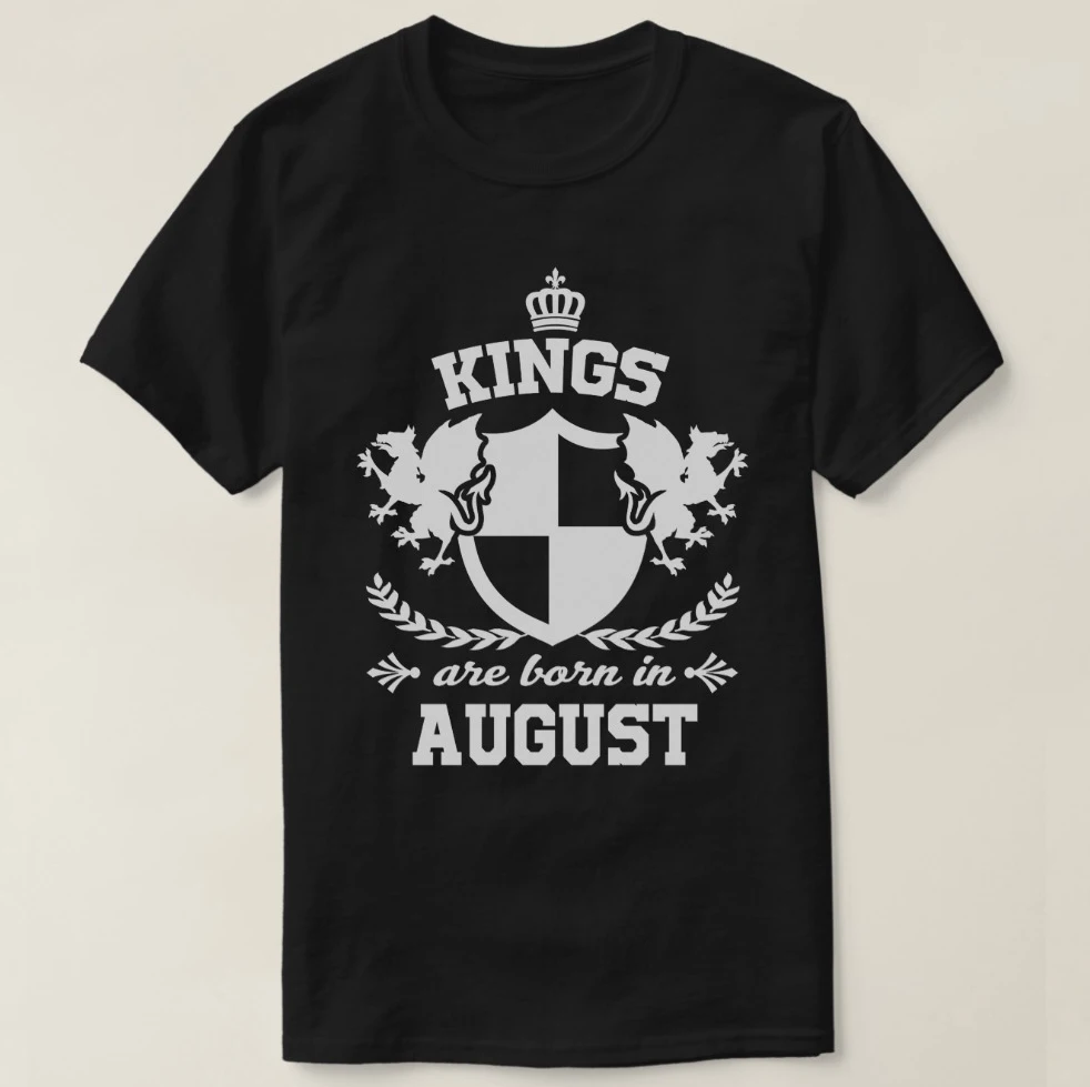 Мужская хлопковая футболка с принтом KINGS ARE BORN IN AUGUST коротким рукавом 2019|Мужские