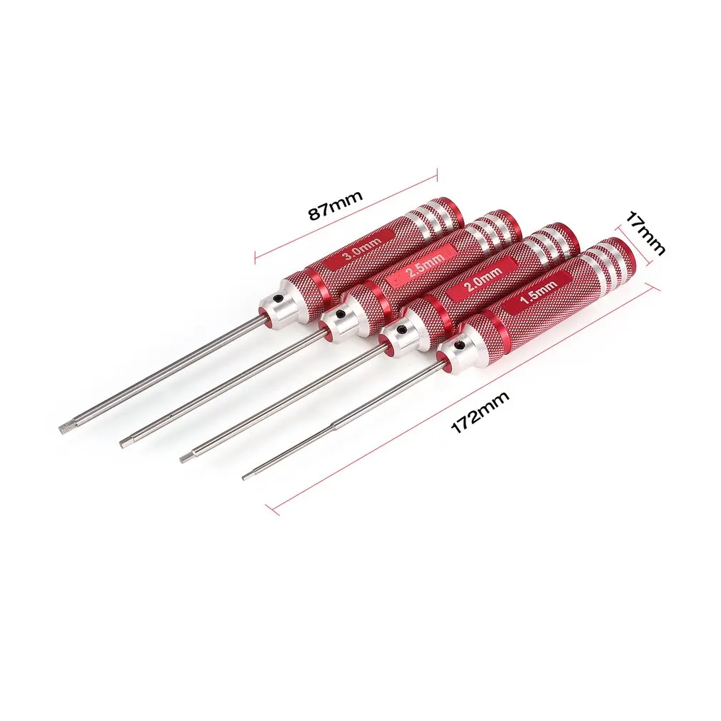 

4pcs Hex Screwdriver Set 1.5 2.0 2.5 3.0mm White Steel Tools Kit For RC Helicopter HSP Traxxas Car Racing Drone Aircraft