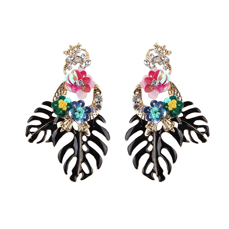 Boho серьги из сплава в форме листка этнический сплав Висячие для женщин 2019