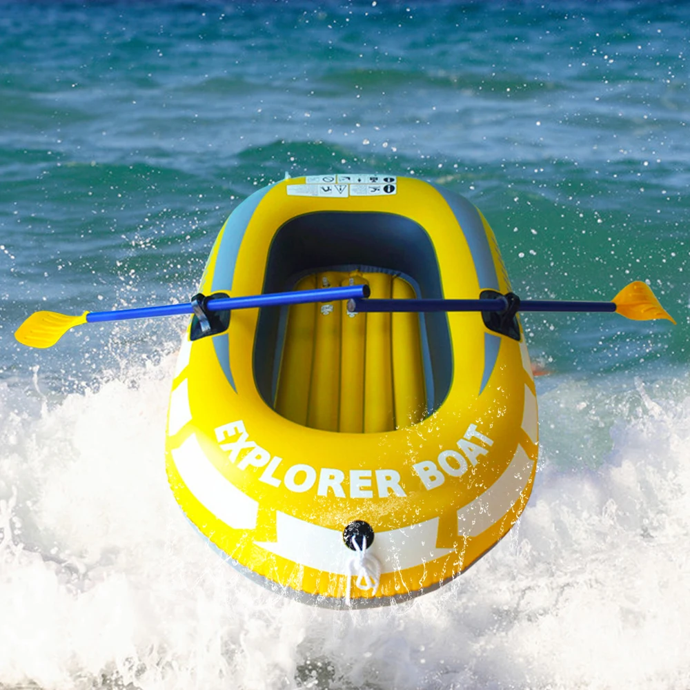 

Folding Inflatable Boat Single Person Thickened Canoe Fishing Boat Portable PVC Kayak with Inflation Pump 2 Paddles 140 * 80 cm