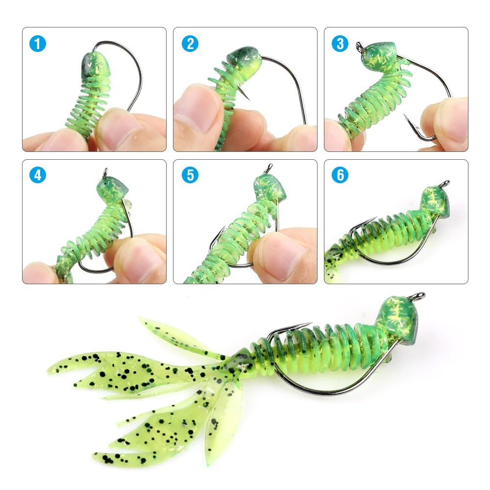 DONQL 10Pcs Worm Soft Fishing Lure Artificial Silicone Rubber Swimbait Lifelike Fishy Smell Lures With 5Pcs Crank Fishhook | Спорт и
