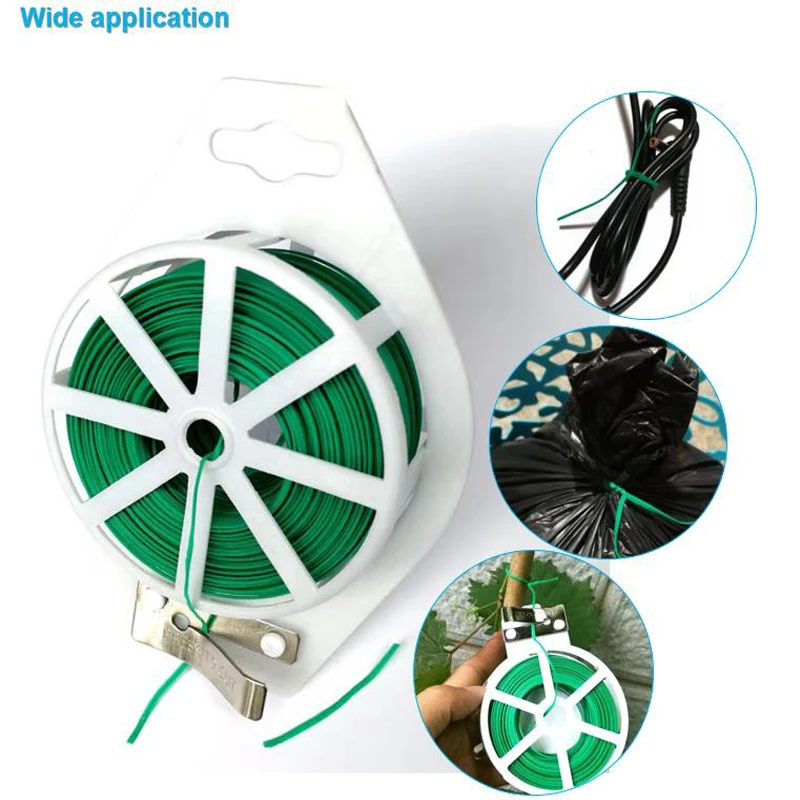 

Садовая витая стяжка, пластиковая кабельная стяжка, катушка для кабеля с резаком, для садовых растений, цветов, 20/30 м/50/100 м