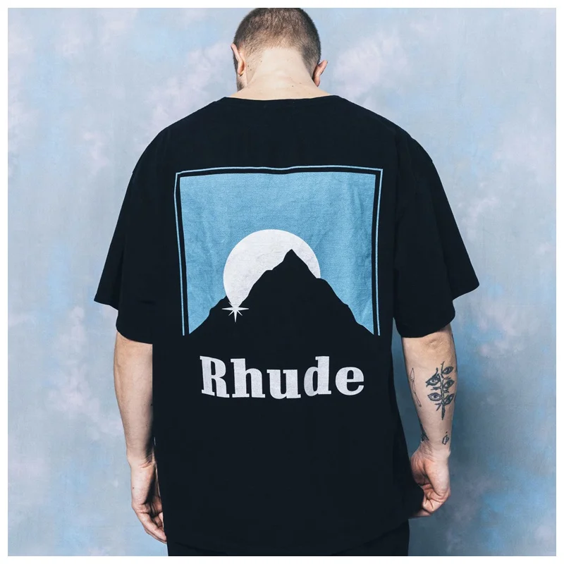 

Футболка Мужская/женская с коротким рукавом, свободная уличная Ретро футболка в стиле Хай-стрит, с принтом снега, гор, заката, в стиле хип-хоп