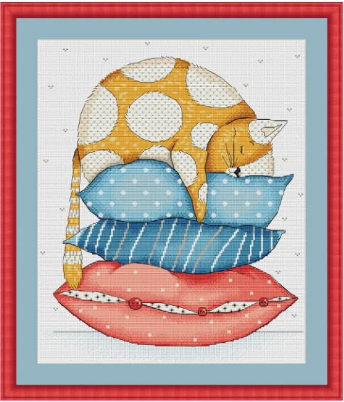 

Birds and Peach Blossoms and Birds Counted Cross Stitch Kit Cross stitch RS cotton with cross stitch Fat cat on the pillow