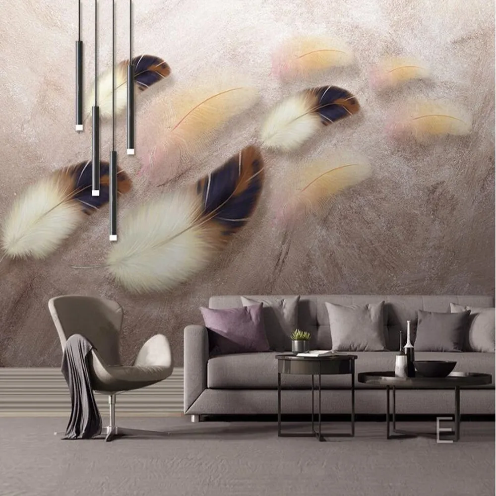 

milofi custom large wallpaper mural 3D fashion color feather texture art TV background wallpaper mural