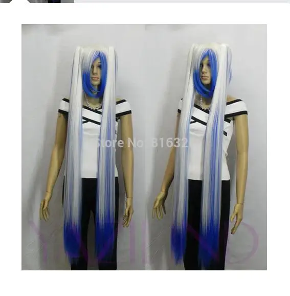 Оптовая цена&gt белый прямой длинный синий синтетический парик для косплея Mirai Nikki
