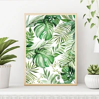 monstera leaves poster botanical minimal art print nordic palm canvas painting modern wall picture for living room home decor